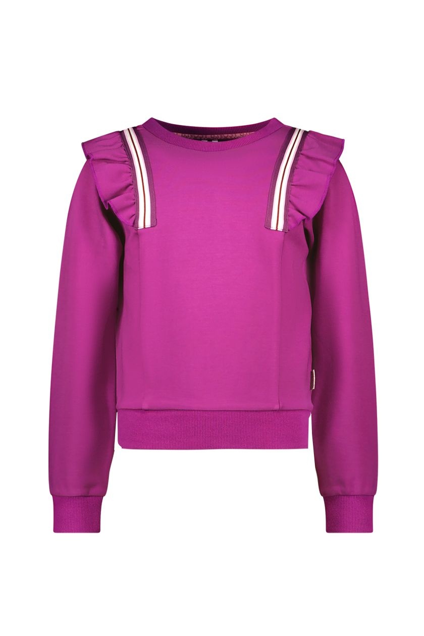 B.Nosy Meisjes sweater ruffel - Sara - Electric paars