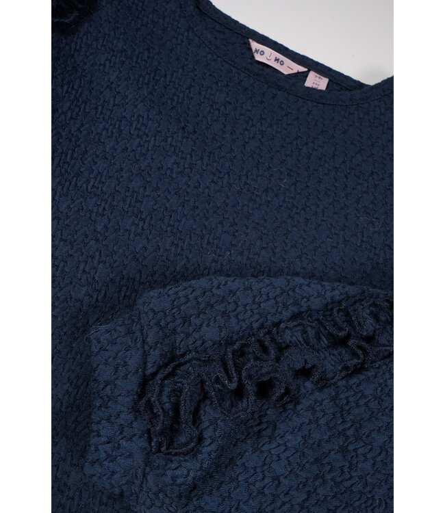 NoNo Meisjes t-shirt jersey fancy mouw - Kysa - Navy blauw