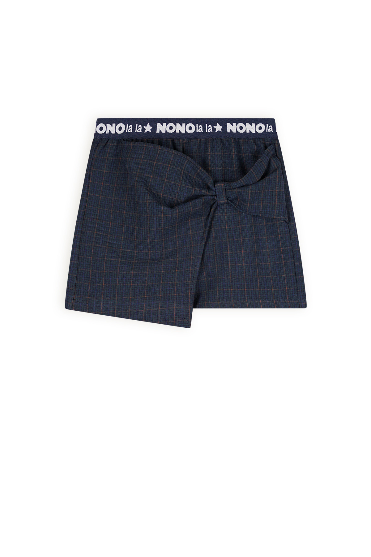 NoNo Meisjes broek / rok met geruit met strik - Sayu - Navy blauw