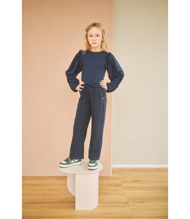 NoNo Meisjes palazzo broek geruit - Sayla - Navy blauw
