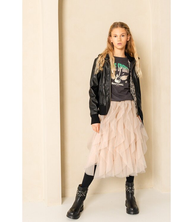 Like Flo Meisjes biker jasje PU - Alyssa - Zwart