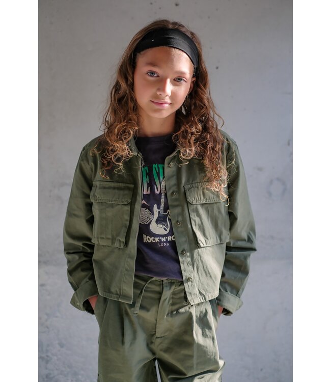 Like Flo Meisjes broek twill - Fien - Army groen