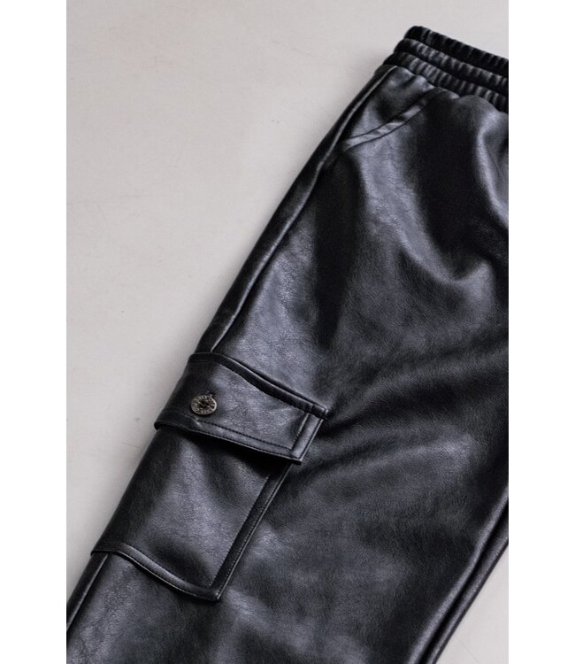 Like Flo Meisjes broek PU - Fast - Zwart
