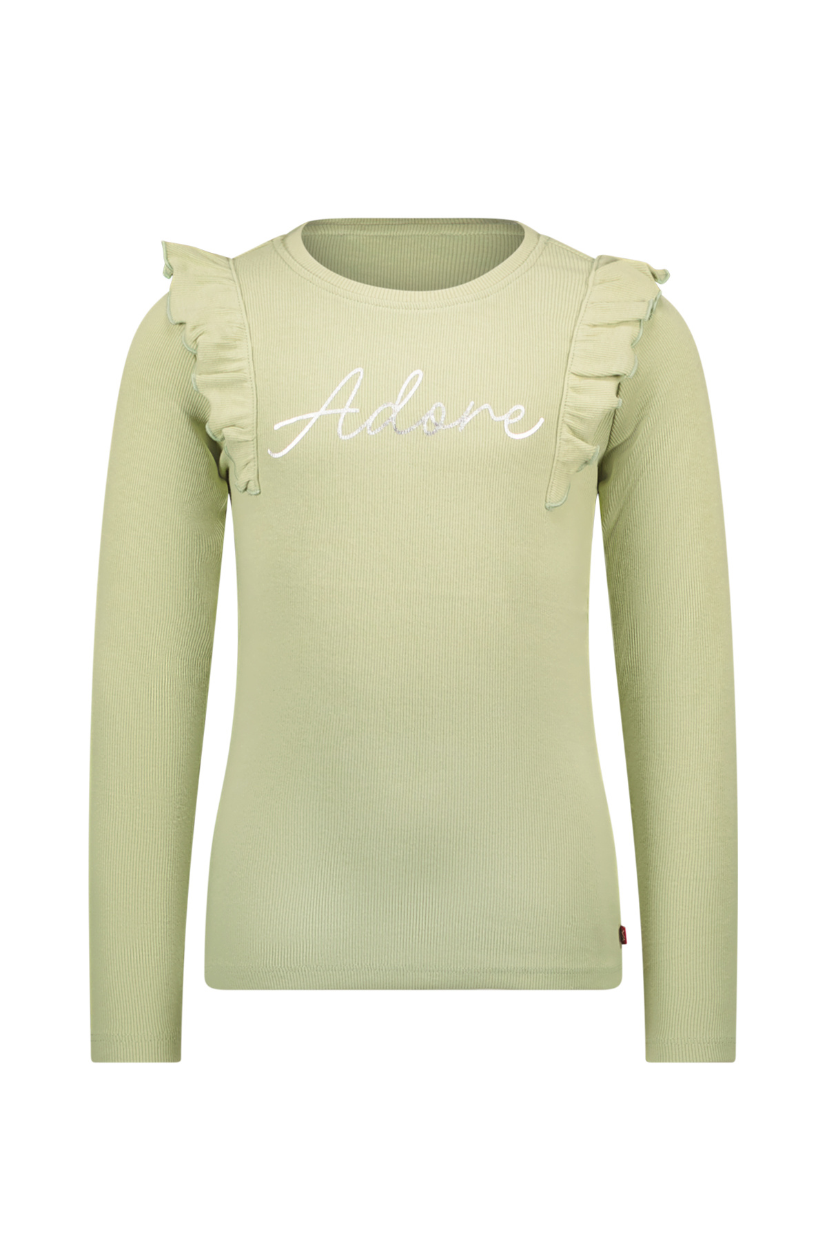 MAYCE Meisjes shirt rib ruffel - Pistache groen MAYCE Meisjes shirt rib ruffel - Pistache groen