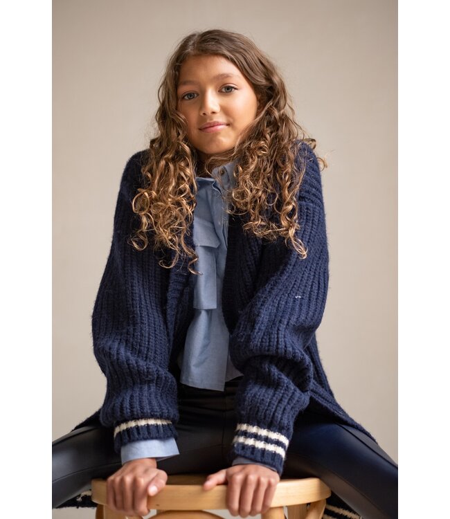 Like Flo Meisjes vest lang gebreid - Kaylee - Navy blauw