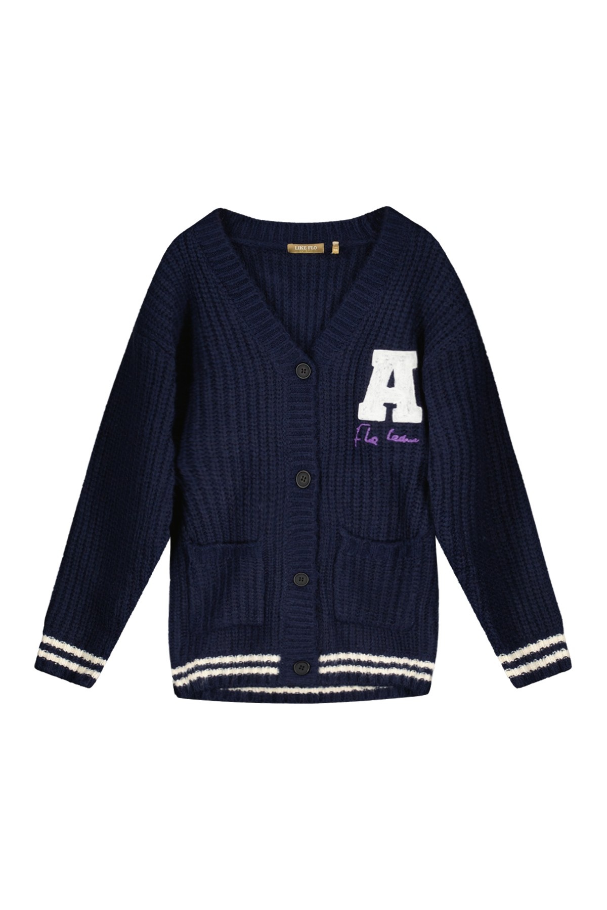 Like Flo Meisjes vest lang gebreid - Kaylee - Navy blauw Like Flo Meisjes vest lang gebreid - Kaylee - Navy blauw