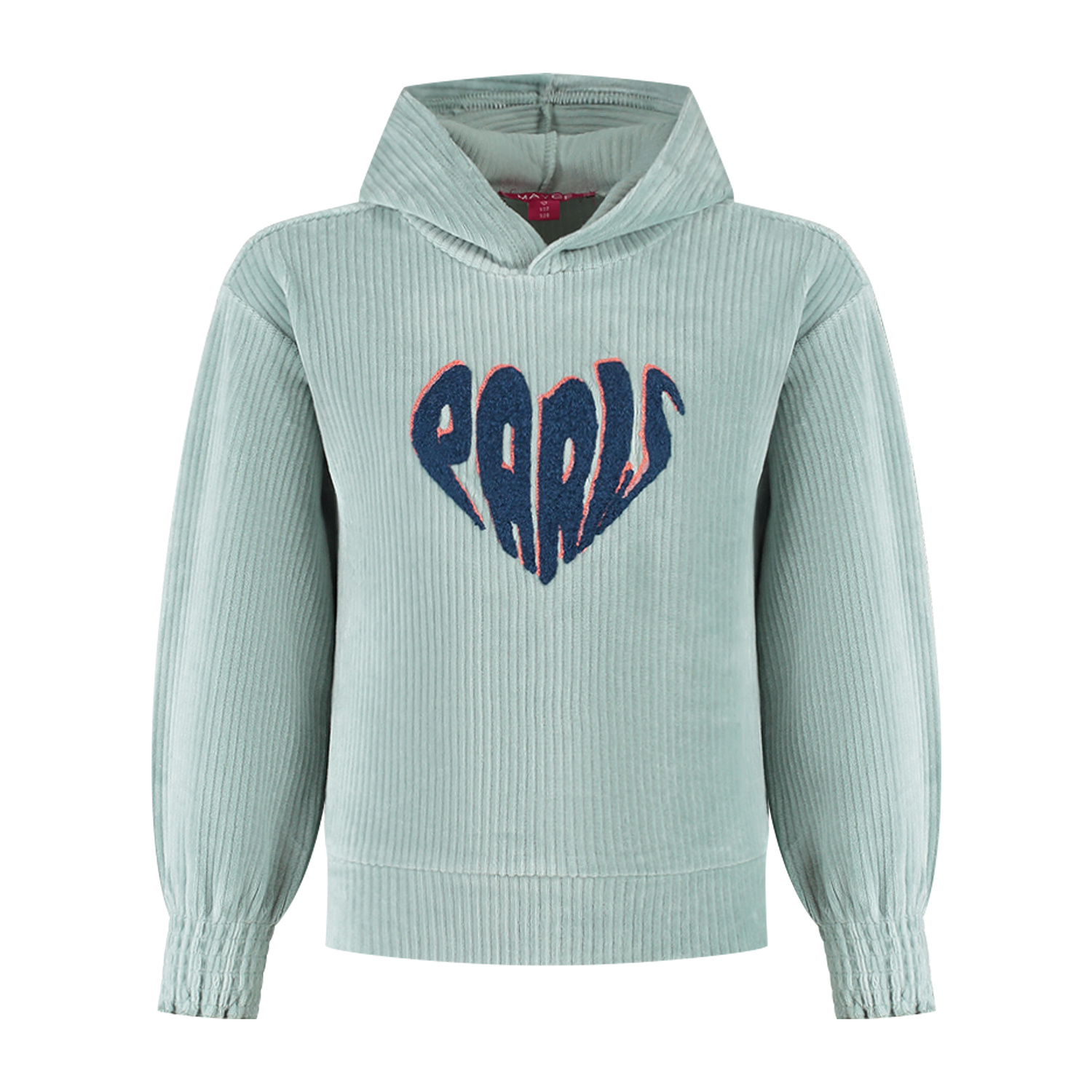 MAYCE Meisjes hoodie rib velours - Powder blauw MAYCE Meisjes hoodie rib velours - Powder blauw