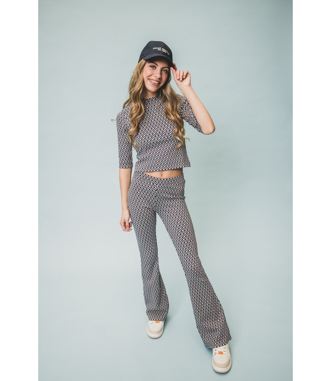 LOOXS 10sixteen Zomer top meisjes jaquard - Geomatric paars/grijs