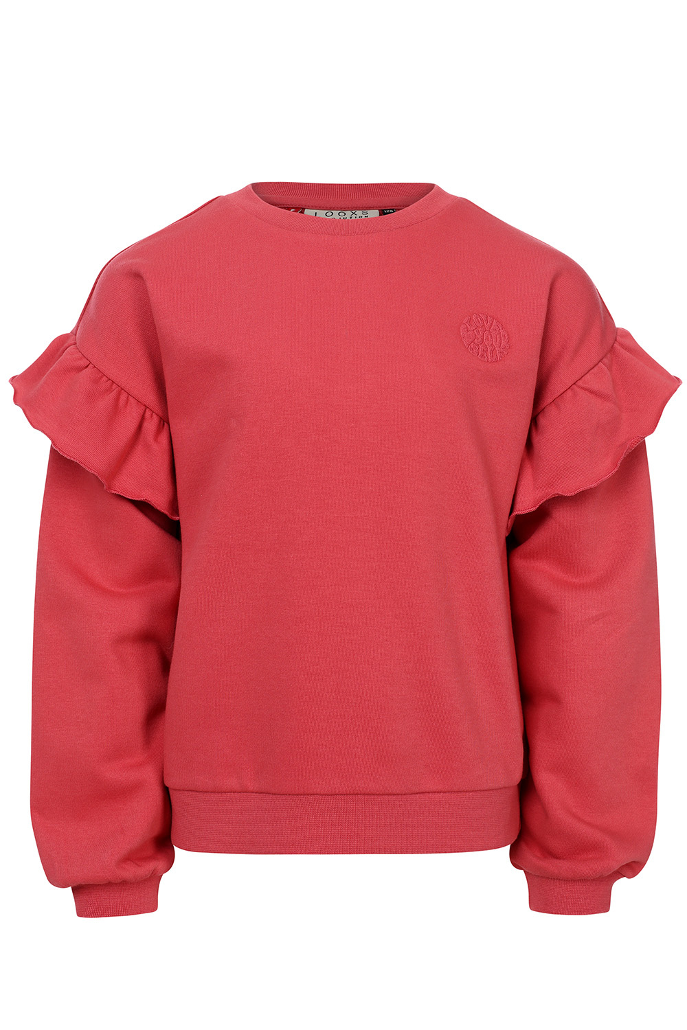 LOOXS Little Zomer sweater meisjes ruffel - Punch rood LOOXS Little Zomer sweater meisjes ruffel - Punch rood