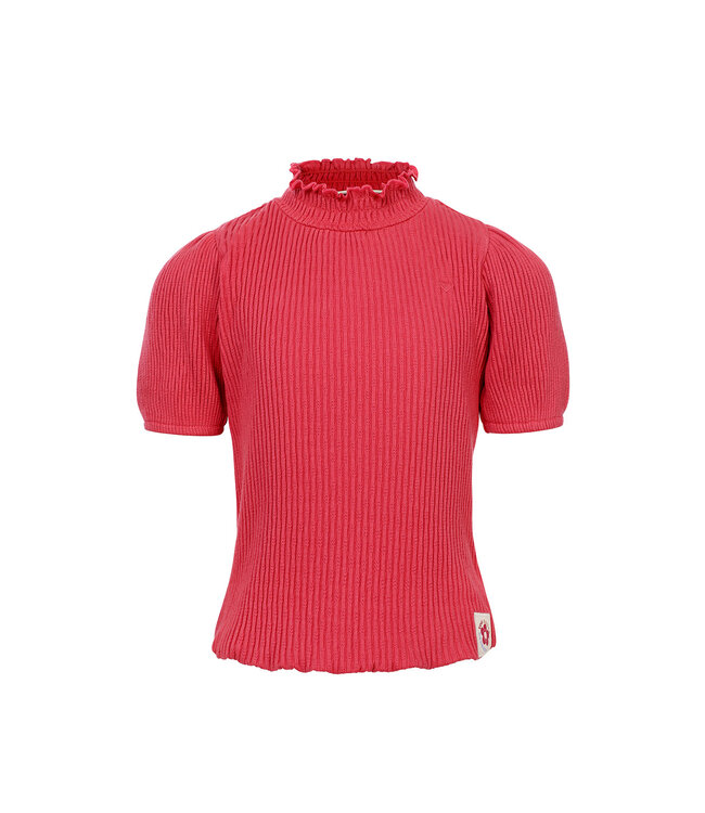 LOOXS Little Zomer top meisjes s/s fancy kraag - Punch rood