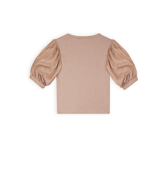 NoBell Zomer top meisjes Licht goud - rib - groot chiffon - korte mouw - Kylia