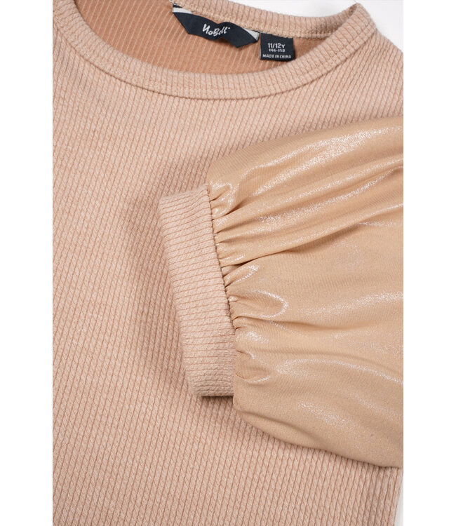 NoBell Zomer top meisjes Licht goud - rib - groot chiffon - korte mouw - Kylia