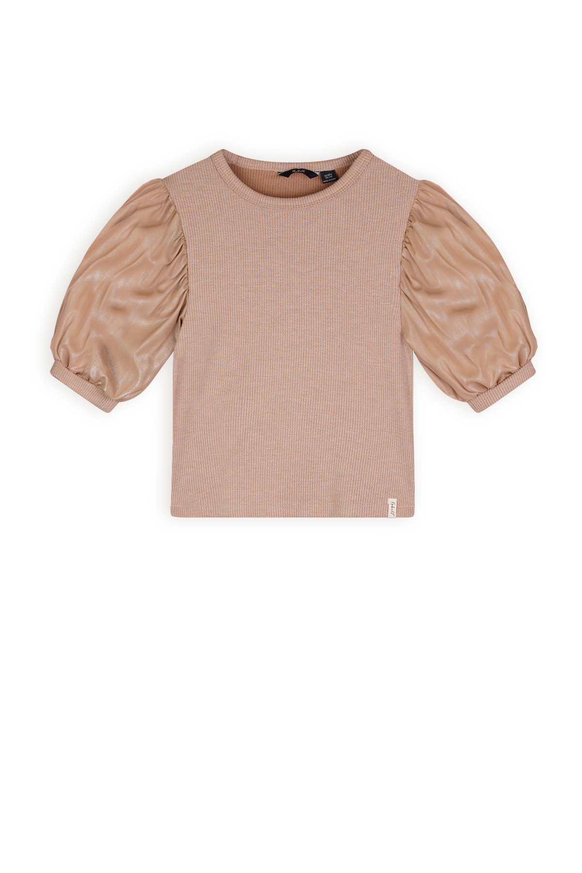 NoBell Zomer top meisjes Licht goud - rib - groot chiffon - korte mouw - Kylia NoBell Zomer top meisjes Licht goud - rib - groot chiffon - korte mouw - Kylia