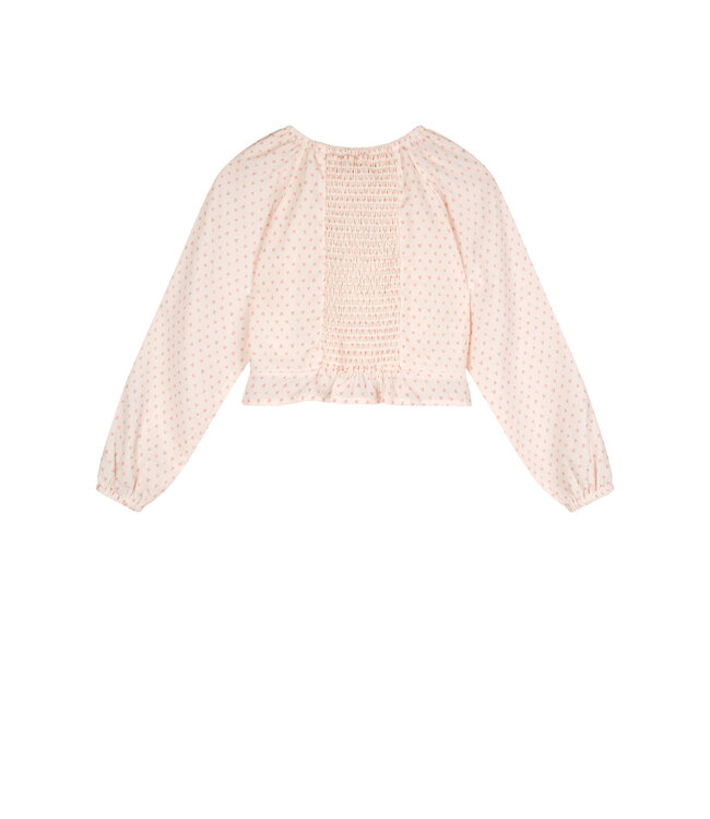 NoNo Zomer blouse meisjes Ivoor wit - AOP hartjes - cropped - Tomas