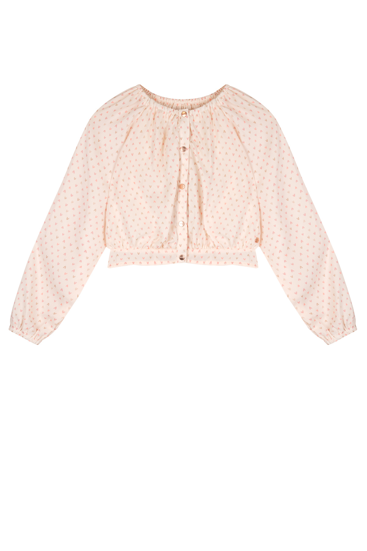 NoNo Zomer blouse meisjes Ivoor wit - AOP hartjes - cropped - Tomas NoNo Zomer blouse meisjes Ivoor wit - AOP hartjes - cropped - Tomas