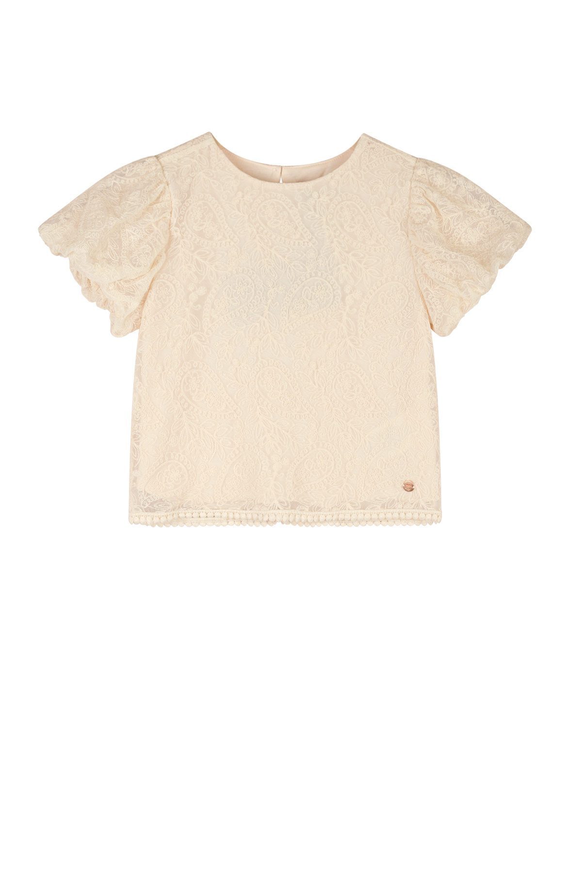 NoNo Zomer blouse meisjes Ivoor wit - geborduurd mesh - pofmouw - korte mouw - Tessy NoNo Zomer blouse meisjes Ivoor wit - geborduurd mesh - pofmouw - korte mouw - Tessy