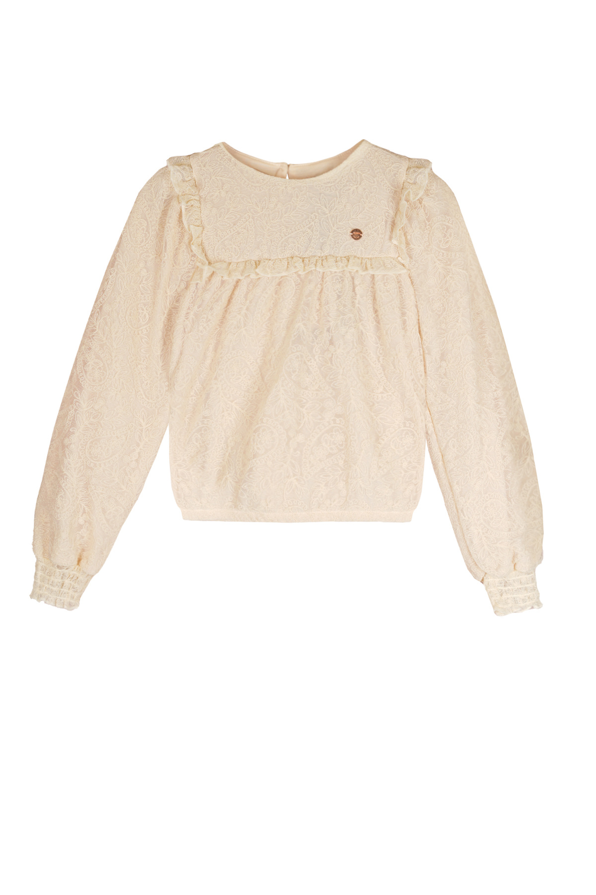 NoNo Zomer blouse meisjes Ivoor wit - geborduurd mesh - lange mouw - Tirzy NoNo Zomer blouse meisjes Ivoor wit - geborduurd mesh - lange mouw - Tirzy