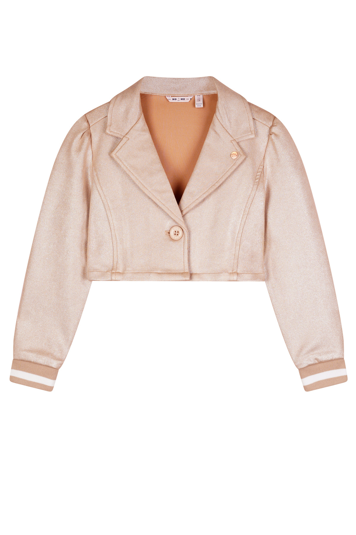 NoNo Zomer blazer meisjes Licht goud - suede folie print - Dissy NoNo Zomer blazer meisjes Licht goud - suede folie print - Dissy