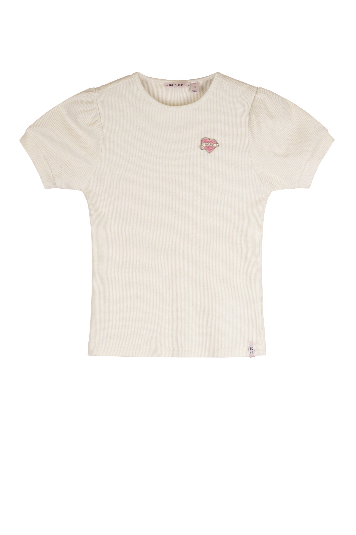 NoNo Zomer t-shirt meisjes Ivoor wit - rib jersey - lurex - korte mouw - Kyoto afbeelding