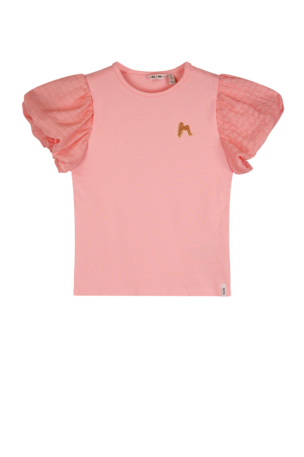 NoNo Zomer t-shirt meisjes Roze - voile ballon korte mouw - Kaya NoNo Zomer t-shirt meisjes Roze - voile ballon korte mouw - Kaya