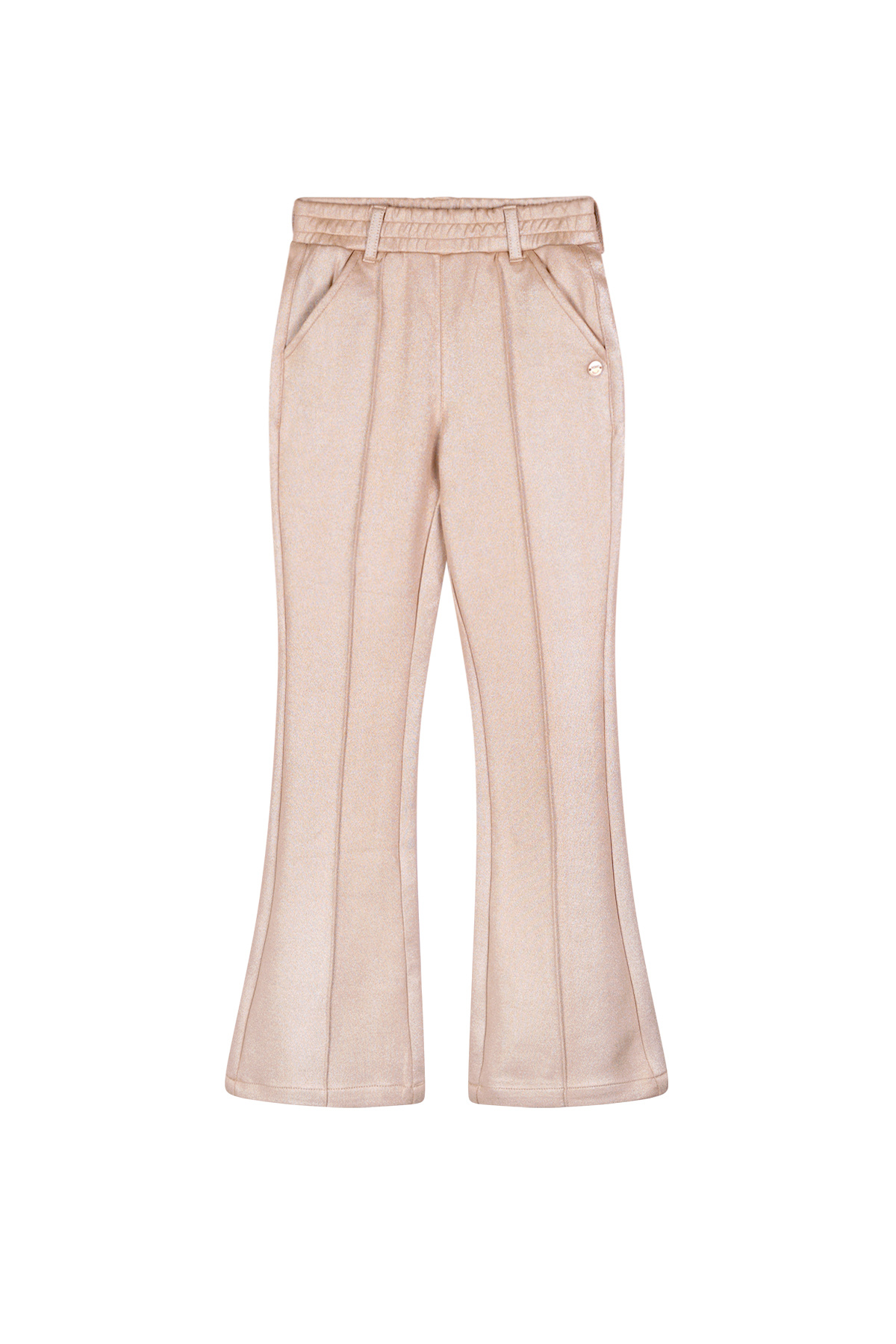 NoNo Zomer flair broek meisjes Licht goud - suede folie print - Soy NoNo Zomer flair broek meisjes Licht goud - suede folie print - Soy
