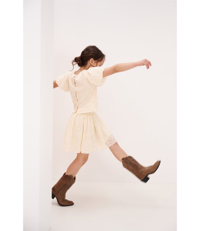 NoNo Zomer rok meisjes Ivoor wit - embroidery mesh - Ninu