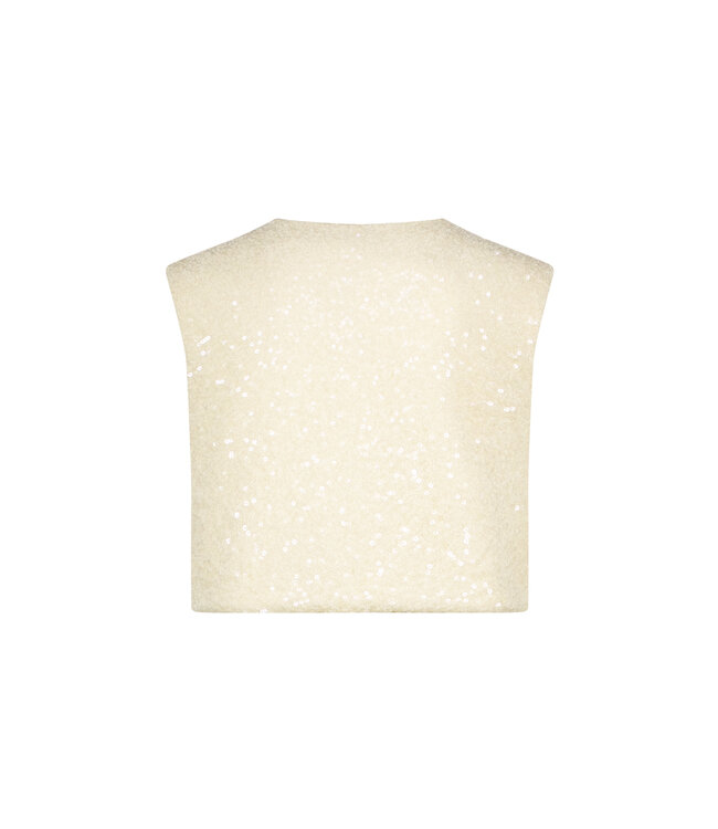 Le Chic Zomer gilet meisjes Ivoor wit - pailletten - Eloise