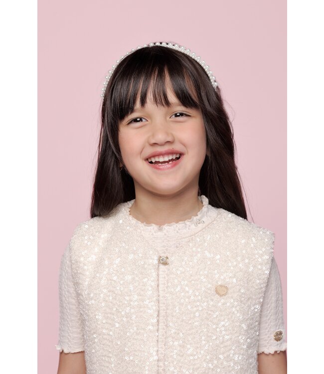 Le Chic Zomer gilet meisjes Ivoor wit - pailletten - Eloise