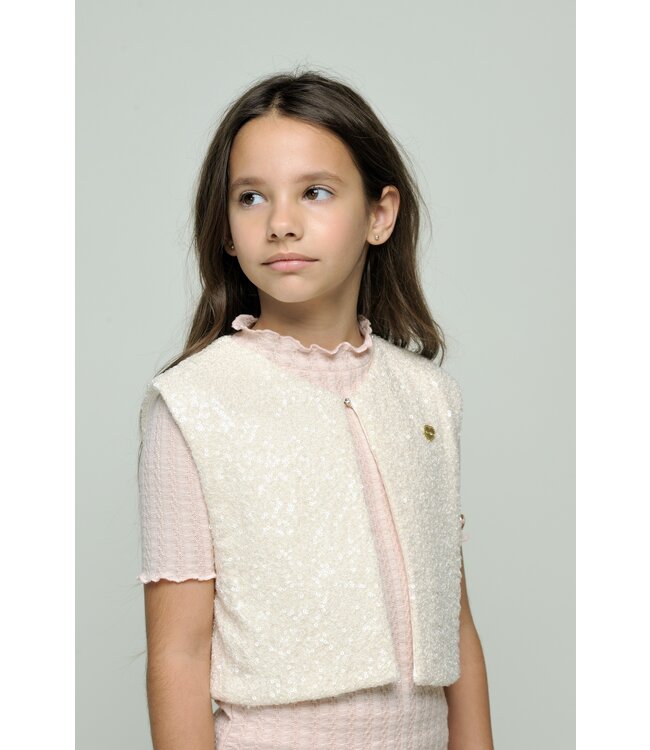 Le Chic Zomer gilet meisjes Ivoor wit - pailletten - Eloise