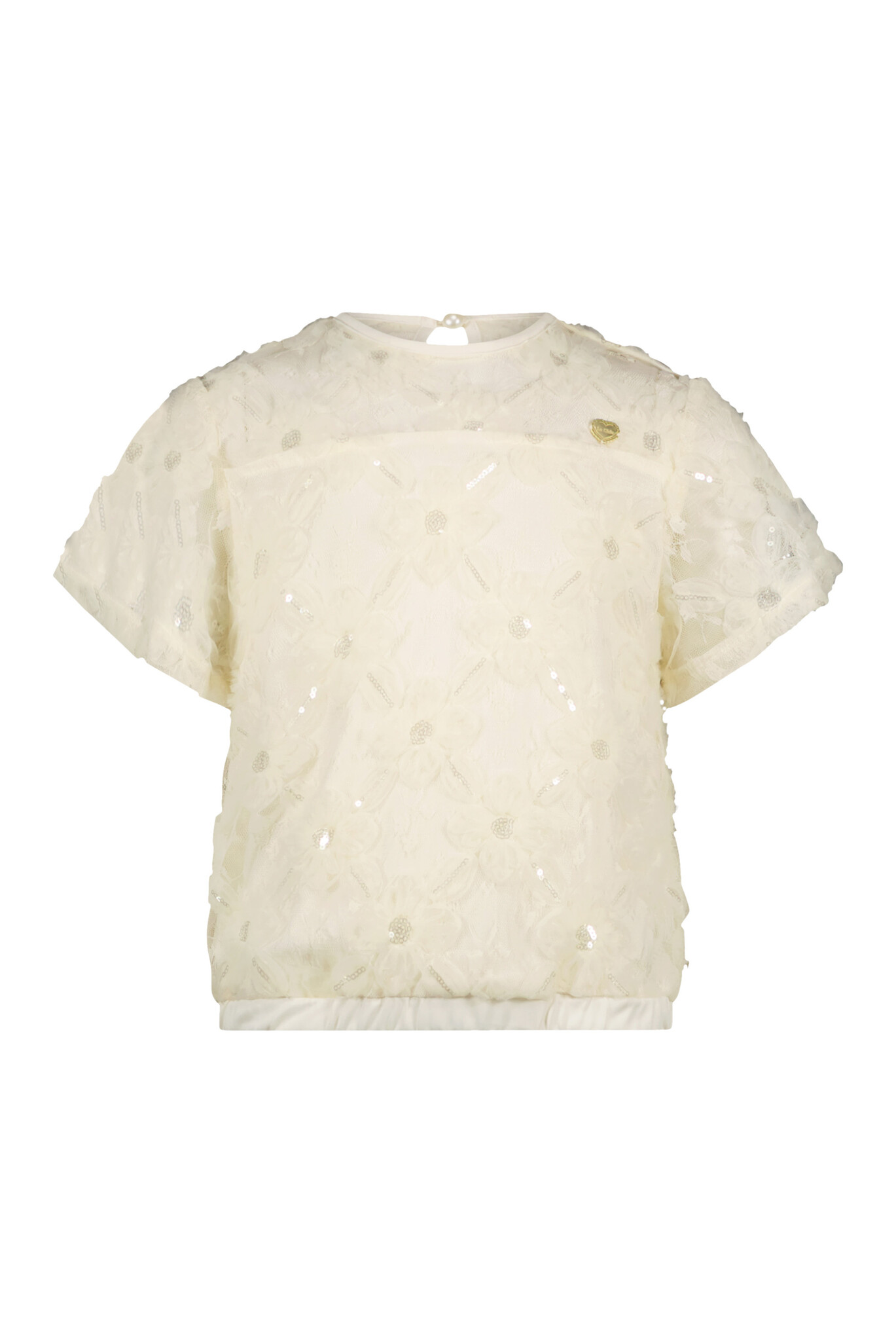 Le Chic Zomer top meisjes Off wit - tule bloemen - Earlyne Le Chic Zomer top meisjes Off wit - tule bloemen - Earlyne