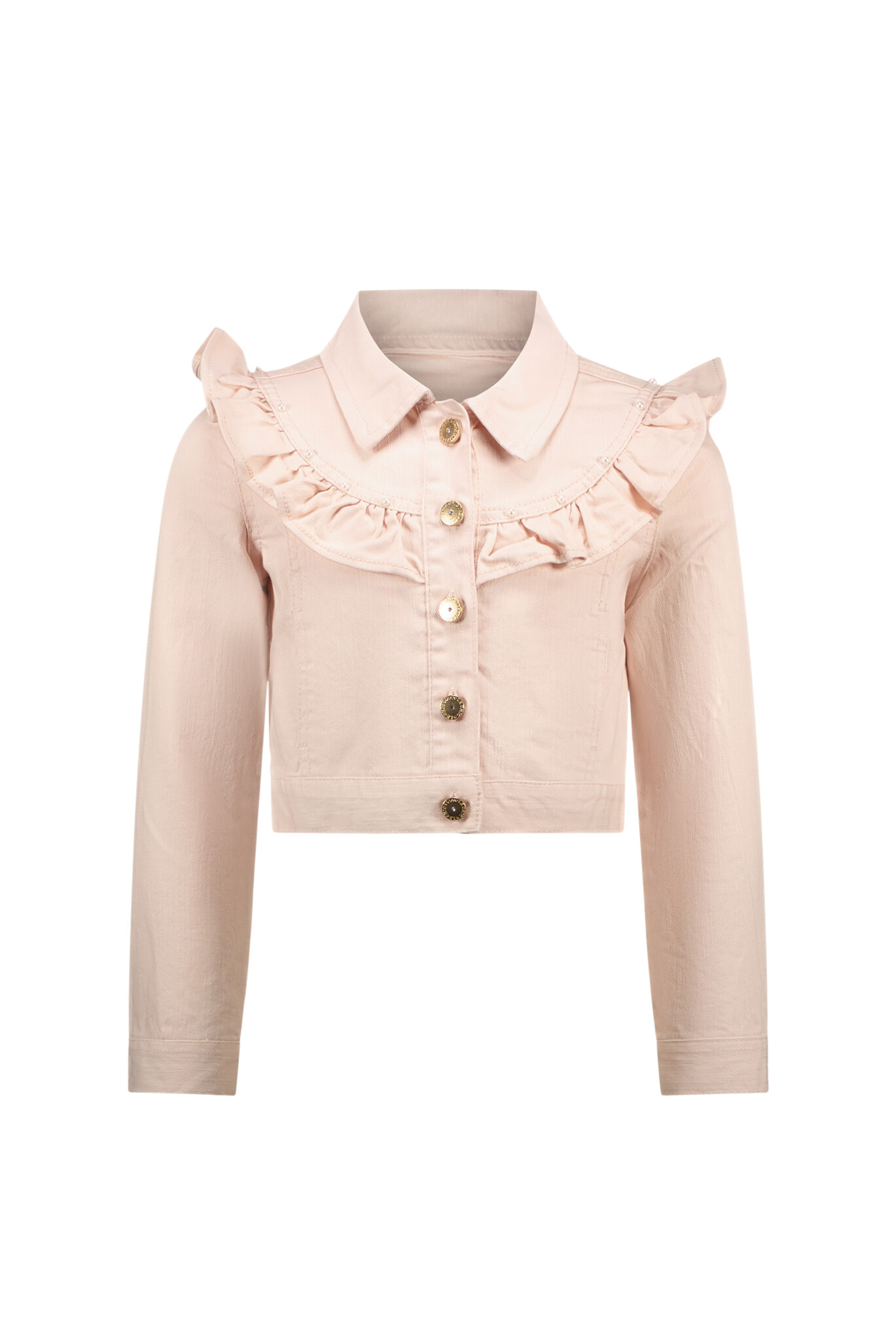 Le Chic Zomer spijkerjas meisjes Roze - ruffel - Alysum Le Chic Zomer spijkerjas meisjes Roze - ruffel - Alysum