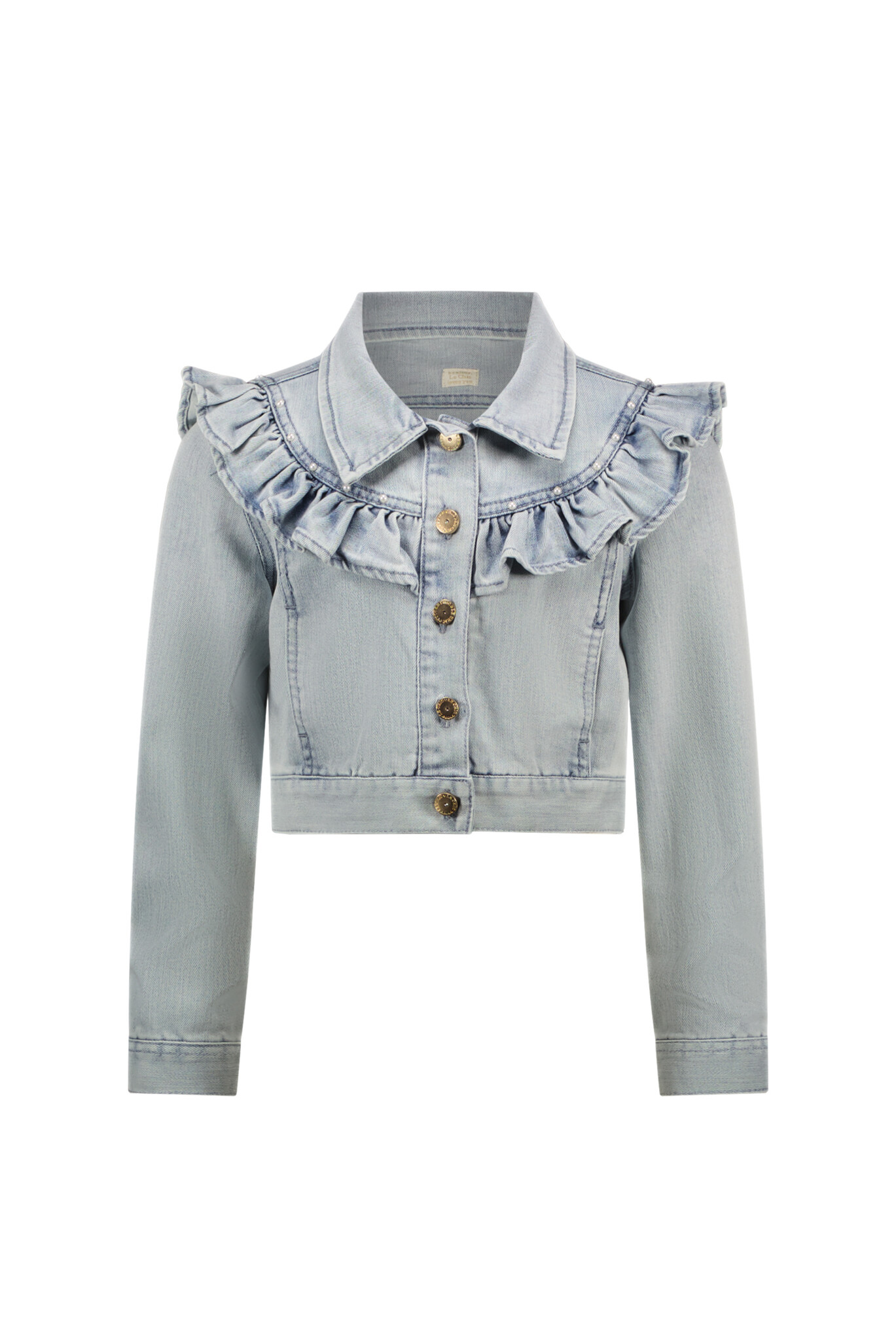 Le Chic Zomer spijkerjas meisjes Licht blauw - ruffel - Alysum Le Chic Zomer spijkerjas meisjes Licht blauw - ruffel - Alysum