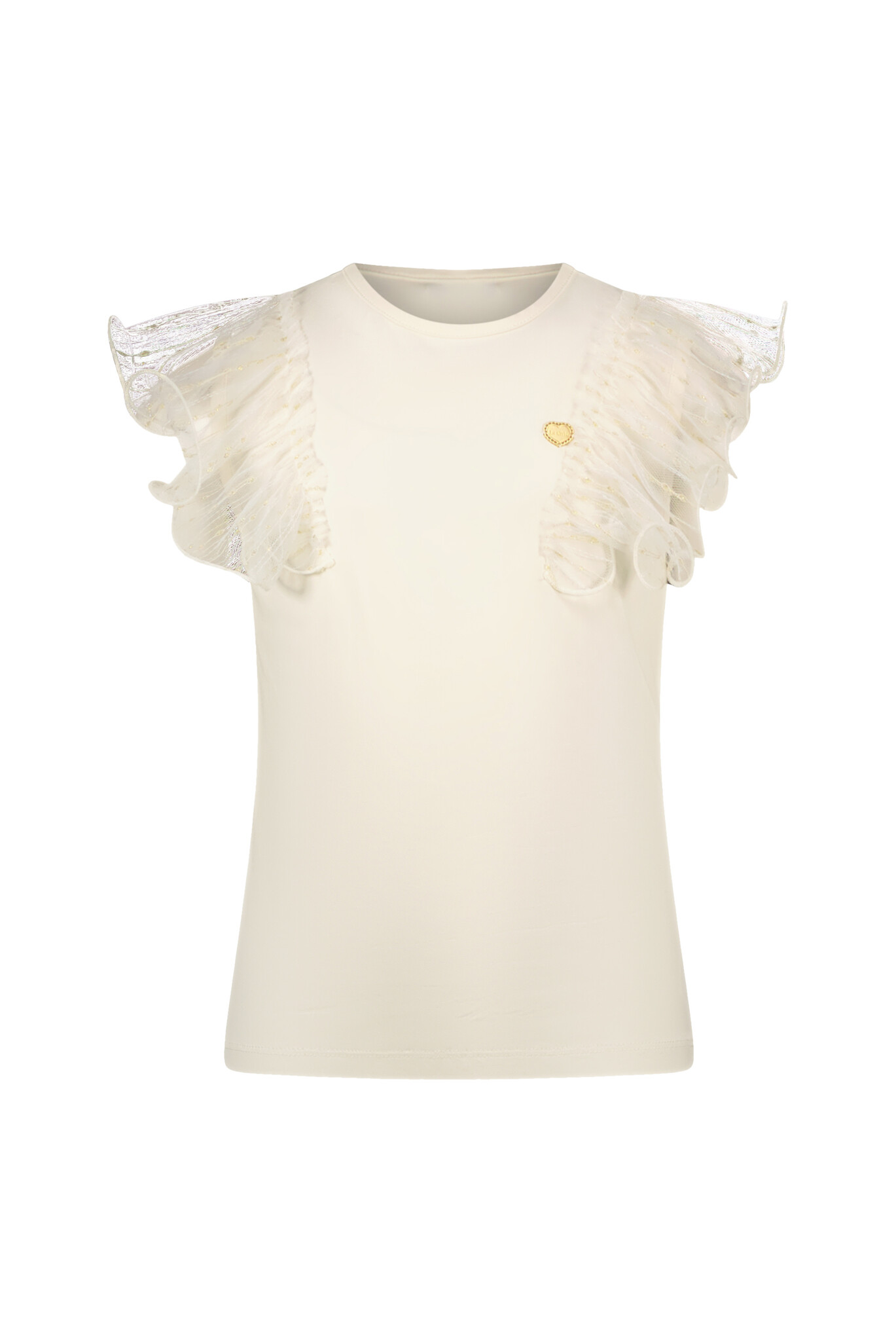 Le Chic Zomer t-shirt meisjes Ivoor wit - tule ruffel - Noblesse Le Chic Zomer t-shirt meisjes Ivoor wit - tule ruffel - Noblesse
