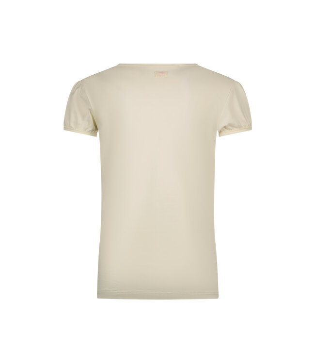 Le Chic Zomer t-shirt meisjes Ivoor wit - parels & bloemen - Nommy