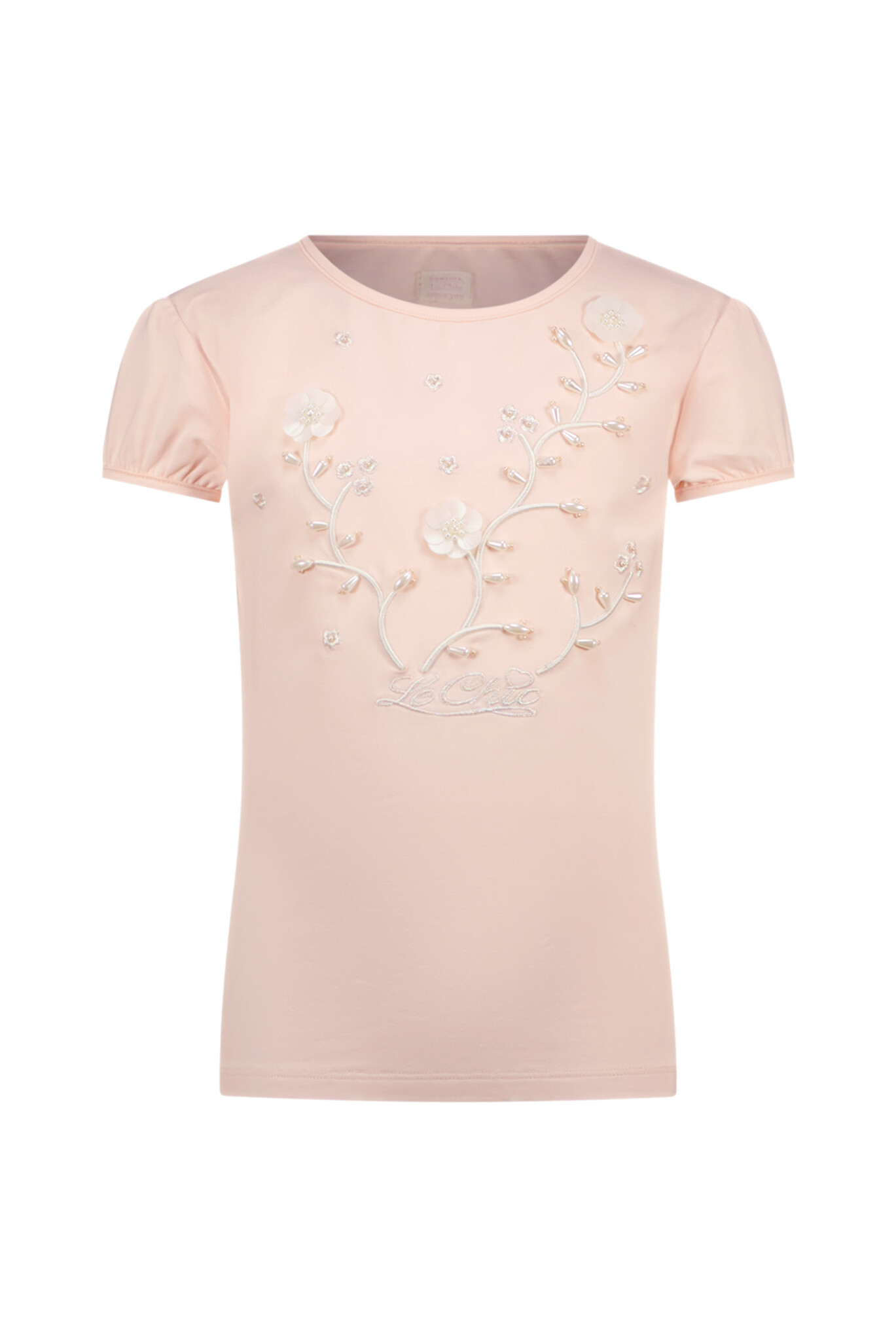 Le Chic Zomer t-shirt meisjes Roze - parels & bloemen - Nommy Le Chic Zomer t-shirt meisjes Roze - parels & bloemen - Nommy
