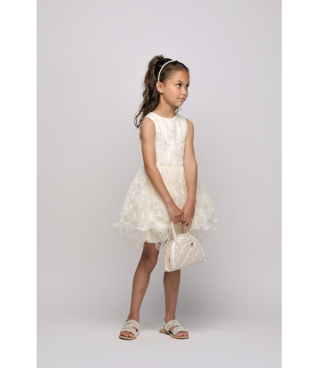 Le Chic Zomer jurk meisjes Off wit - tule bloemen - Symro