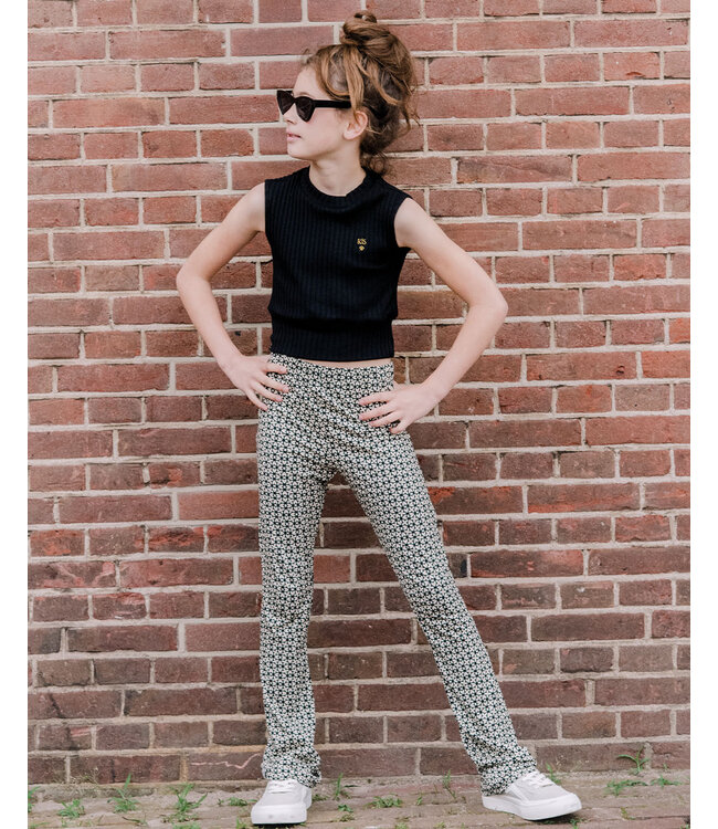 KIEstone Zomer broek meisjes - grafic zwart/wit - Flair