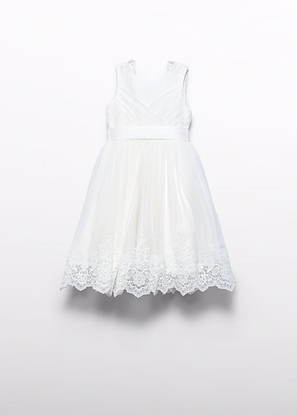 Abel & Lula Zomer jurk tule embroidery meisjes - creme wit Abel & Lula Zomer jurk tule embroidery meisjes - creme wit