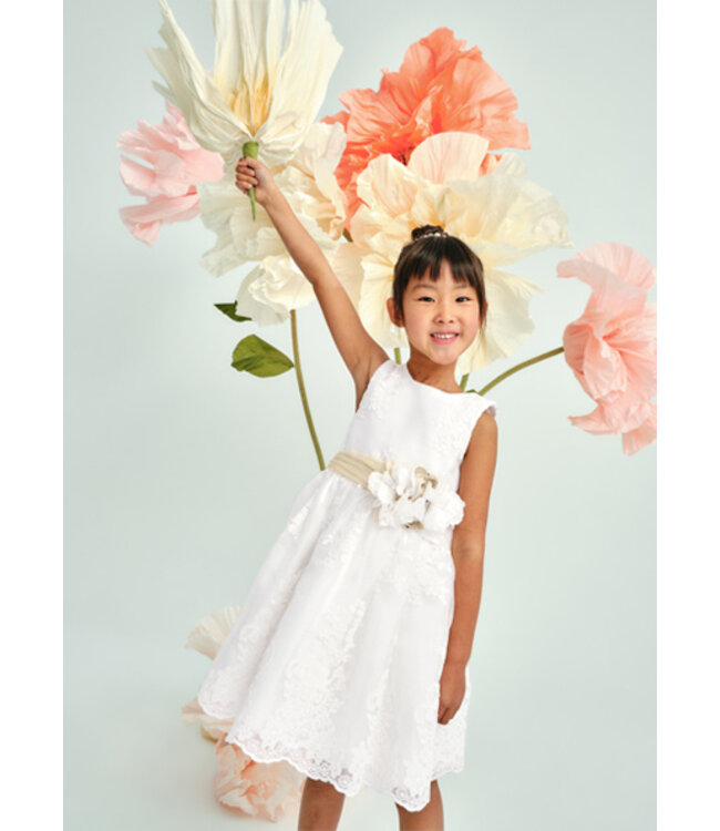 Abel & Lula Zomer jurk embroidery meisjes - creme wit