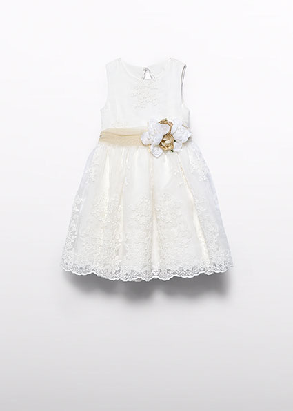 Abel & Lula Zomer jurk embroidery meisjes - creme wit Abel & Lula Zomer jurk embroidery meisjes - creme wit