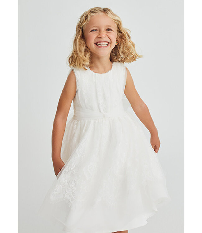 Abel & Lula Zomer jurk kant meisjes - creme wit
