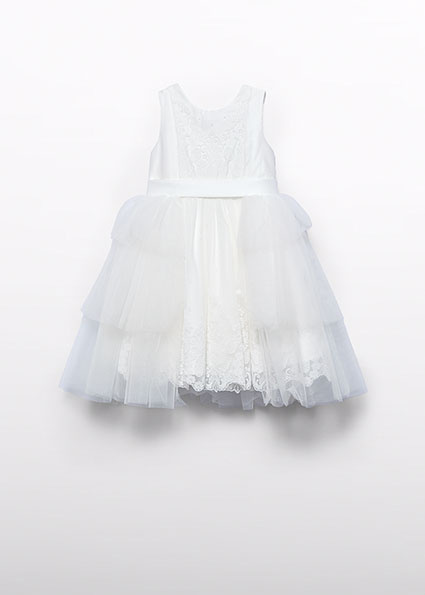 Abel & Lula Zomer jurk tule peplum meisjes - creme wit Abel & Lula Zomer jurk tule peplum meisjes - creme wit