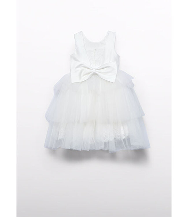 Abel & Lula Zomer jurk tule peplum meisjes - creme wit