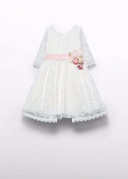 Abel & Lula Zomer jurk embroidery meisjes - creme wit Abel & Lula Zomer jurk embroidery meisjes - creme wit