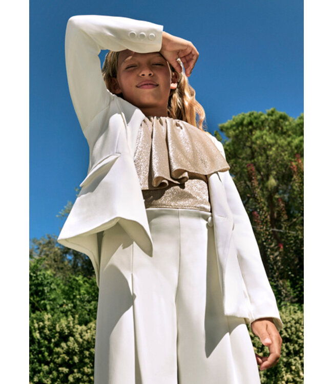 Abel & Lula Zomer broekpak crepe meisjes - creme wit