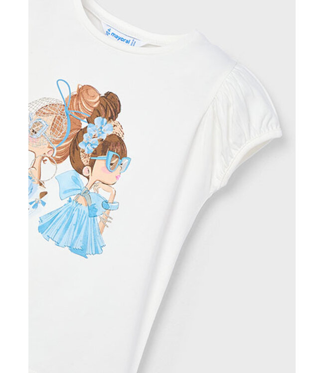 Mayoral Zomer t-shirt S/S pop meisjes - natural wit
