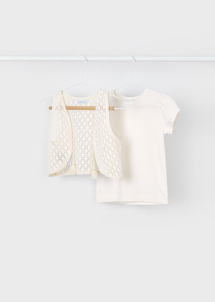Mayoral Zomer shirt S/S meisjes - bone wit afbeelding