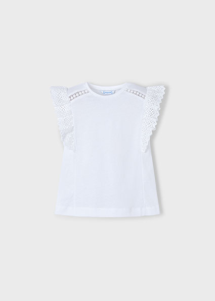 Mayoral Zomer t-shirt S/S crochet meisjes - wit afbeelding