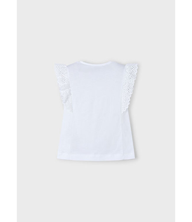 Mayoral Zomer t-shirt S/S crochet meisjes - wit