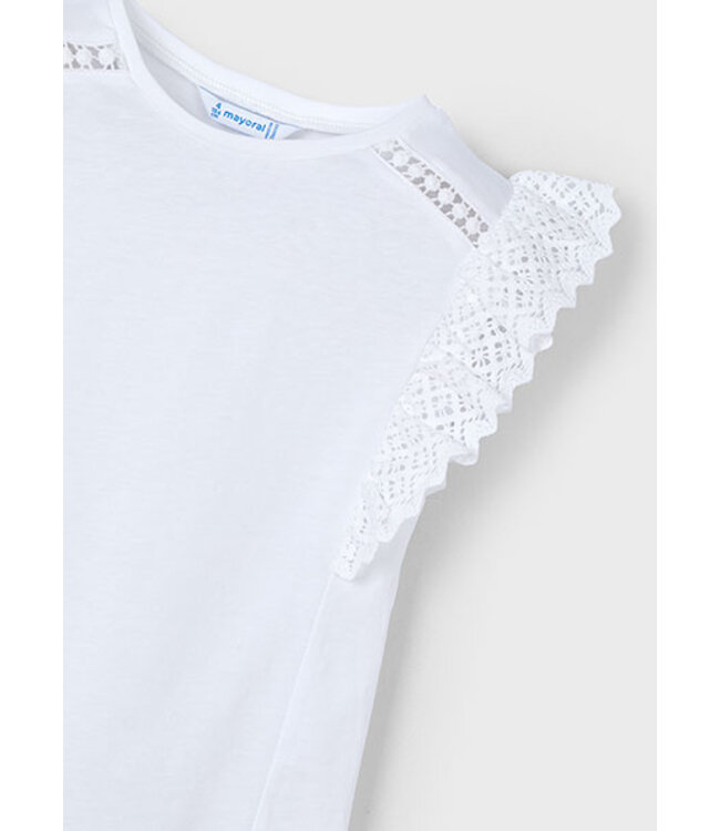 Mayoral Zomer t-shirt S/S crochet meisjes - wit
